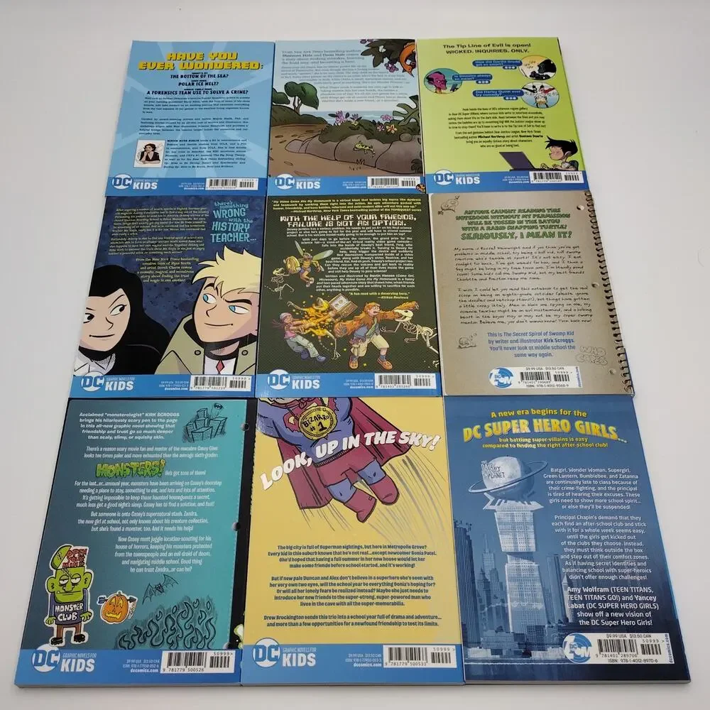 TPB DC Kids Lot 9 Graphic Novel Books Flash Wonder Woman Supergirl Swamp Kid